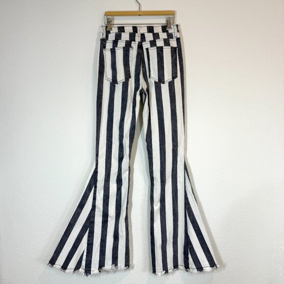 Saints and Hearts High Rise Flare Jeans Hippie Bell Bottom Retro Stripe Medium - Picture 3 of 10